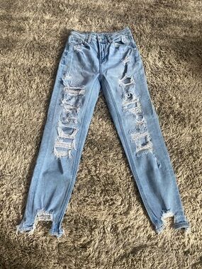American Eagle Outfitters Light Blue Ripped  Mom Jeans